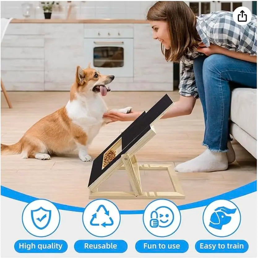 Durable Wooden Dog Nail Scratch Board with Treat Drawer Adjustable Nail Filing Pad for All Breeds Dog Nail Care Accessory