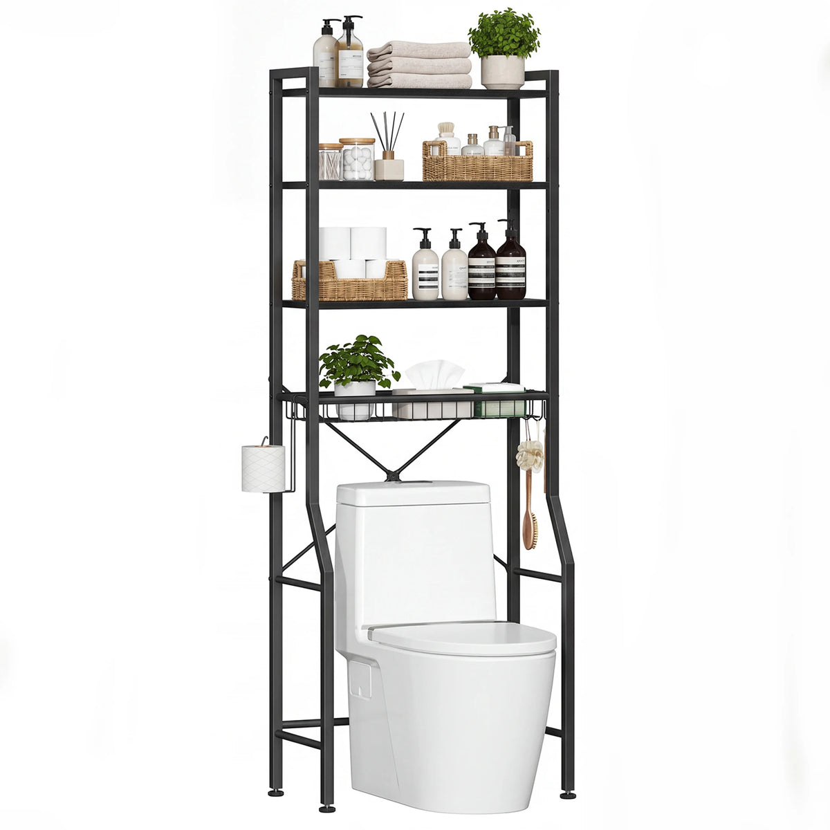 JHK Freestanding Over Toilet Organizer Shelf With Adjustable Storage Rack