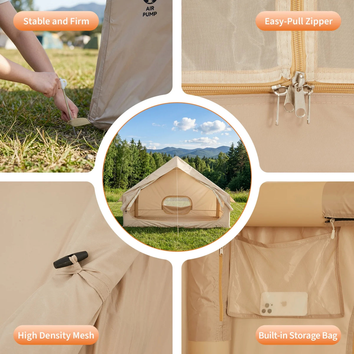 HiMISS Inflatable Camping Tent Waterproof Quick Setup Family Shelter