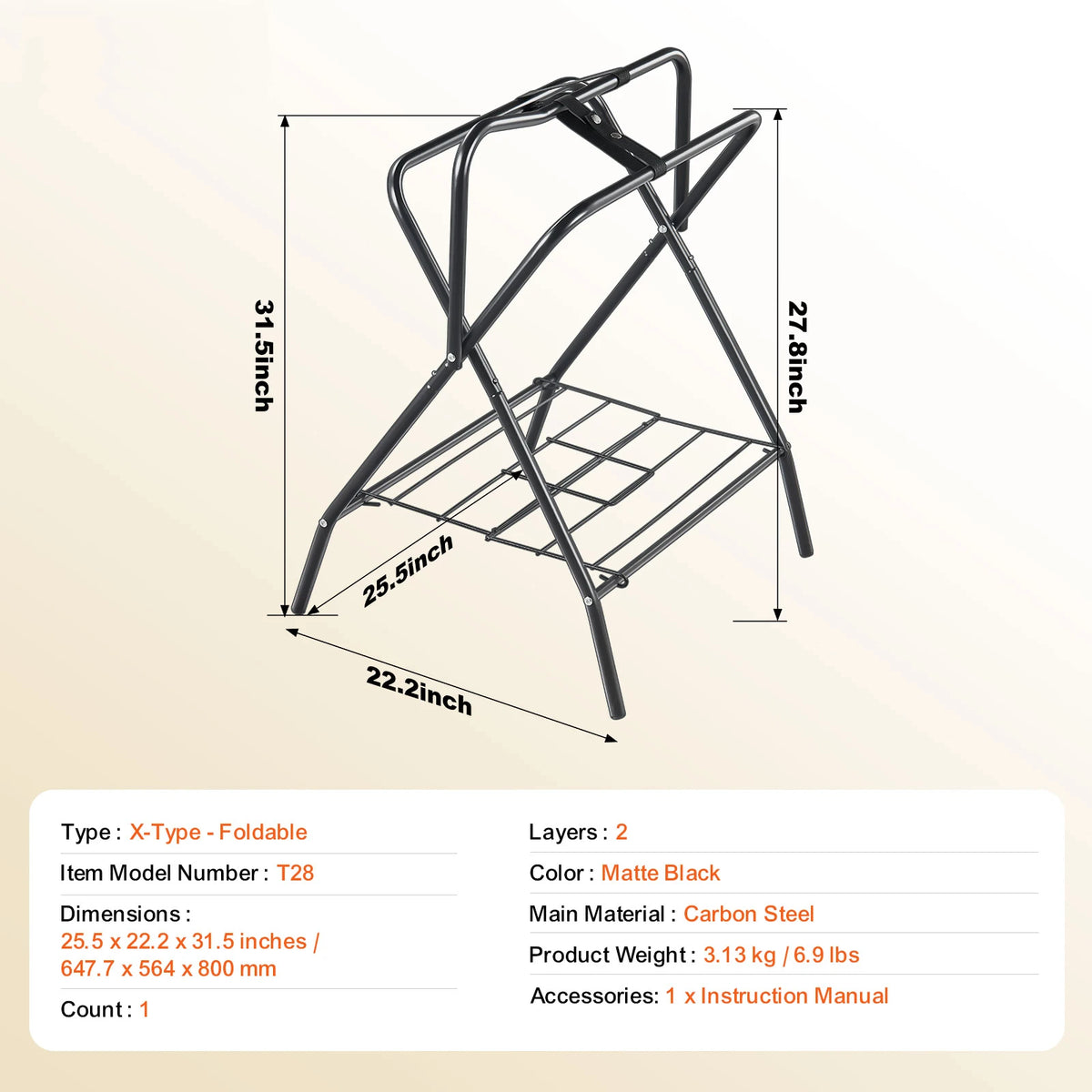 SucceBuy Folding Steel Saddle Rack For English And Western Saddles