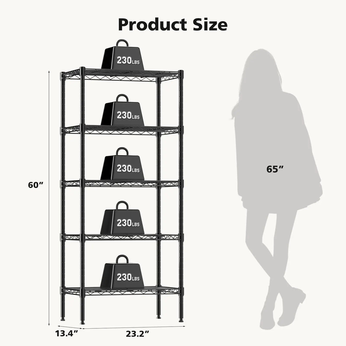 JHK Adjustable Metal Wire Storage Shelving For Home Organization