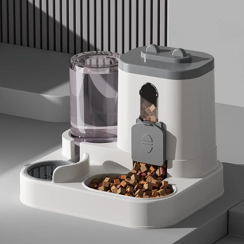 Automatic Plastic Pet Food Bowl With Water Fountain Spill Proof