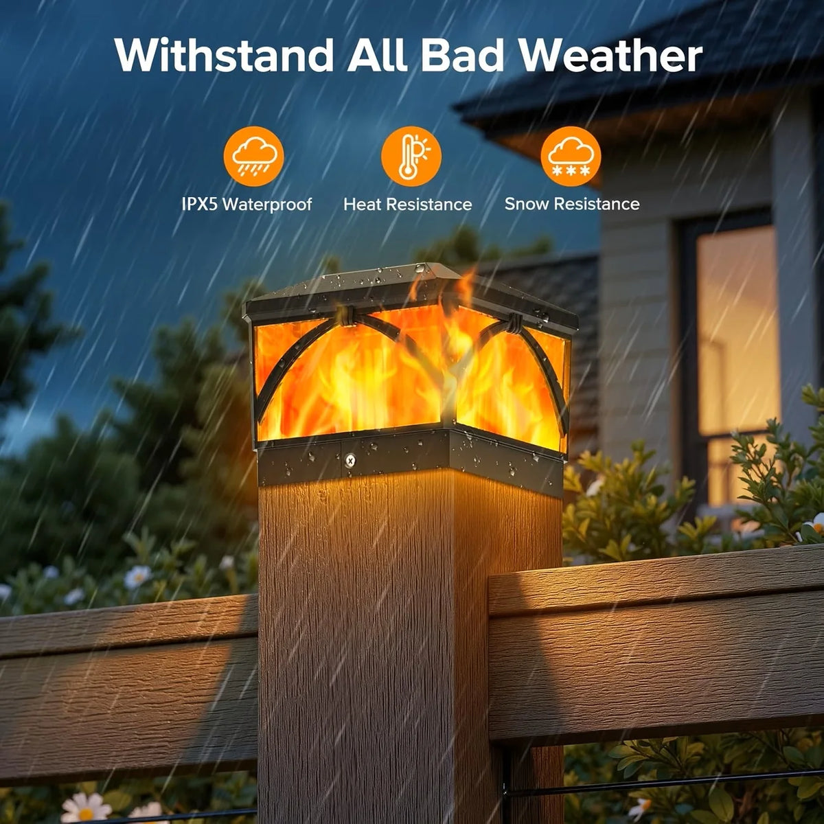 Kpstek Solar Led Fence Pillar Light Outdoor Waterproof Column Lamp