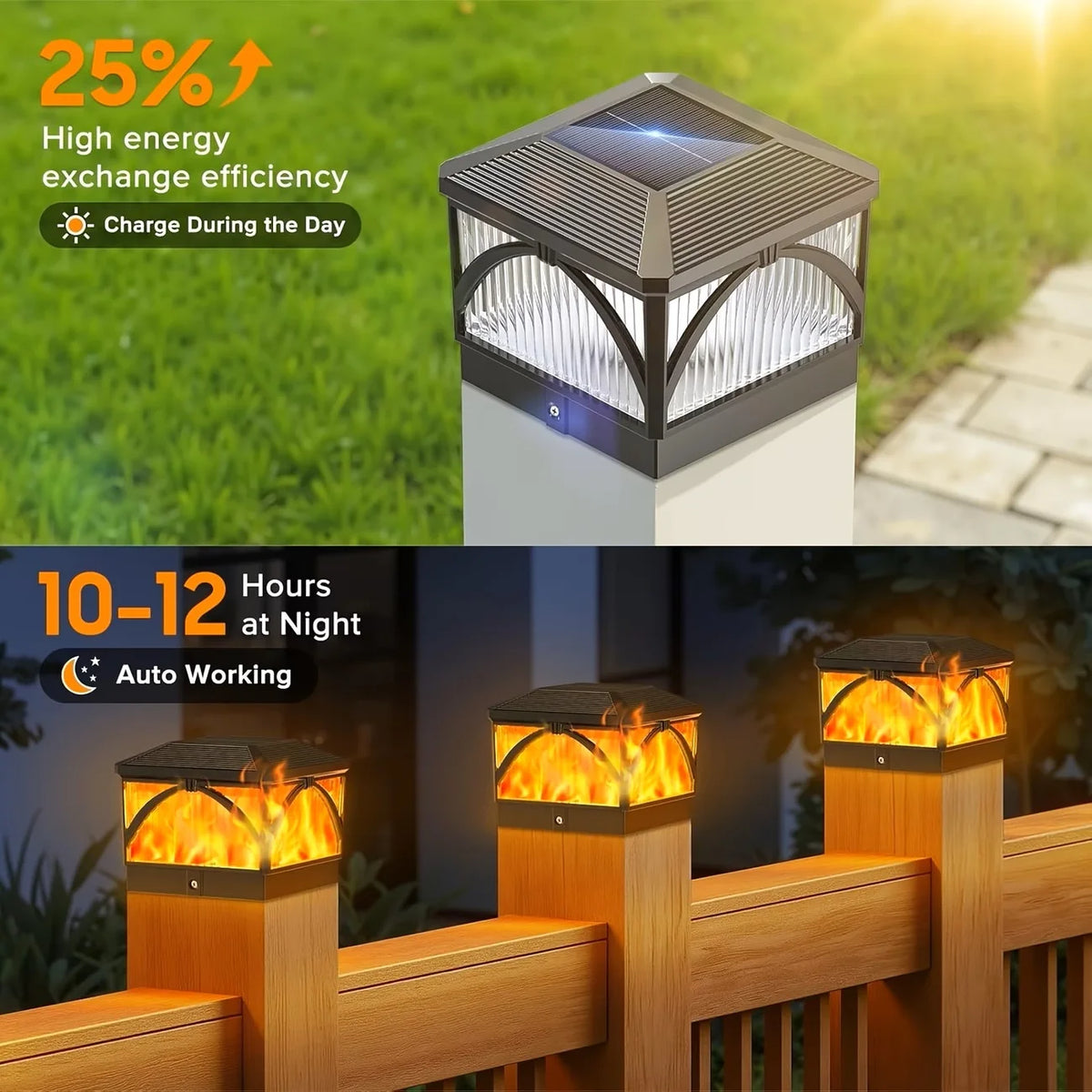 Kpstek Solar Led Fence Pillar Light Outdoor Waterproof Column Lamp