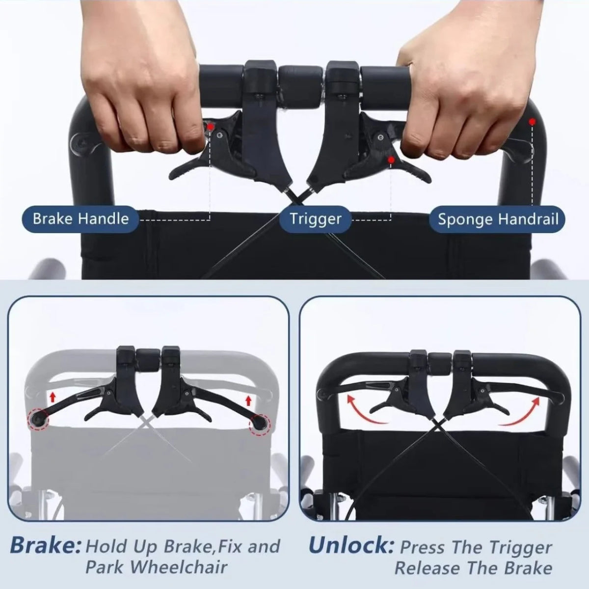 CvitalelPersd Lightweight Portable Folding Transport Wheelchair