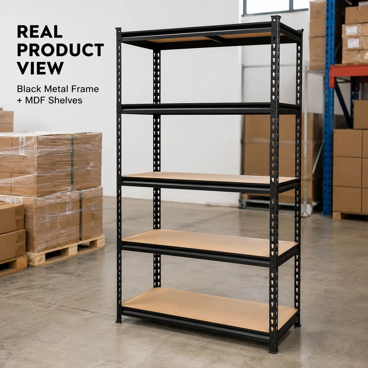 Heavy Duty Five Tier Metal Garage Shelving With MDF Boards