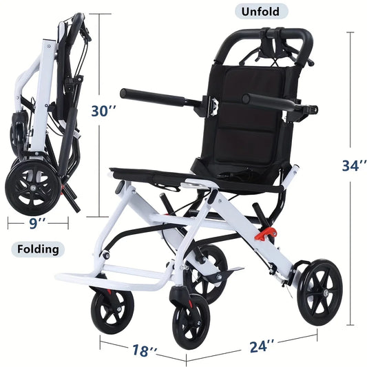 CvitalelPersd Lightweight Portable Folding Transport Wheelchair