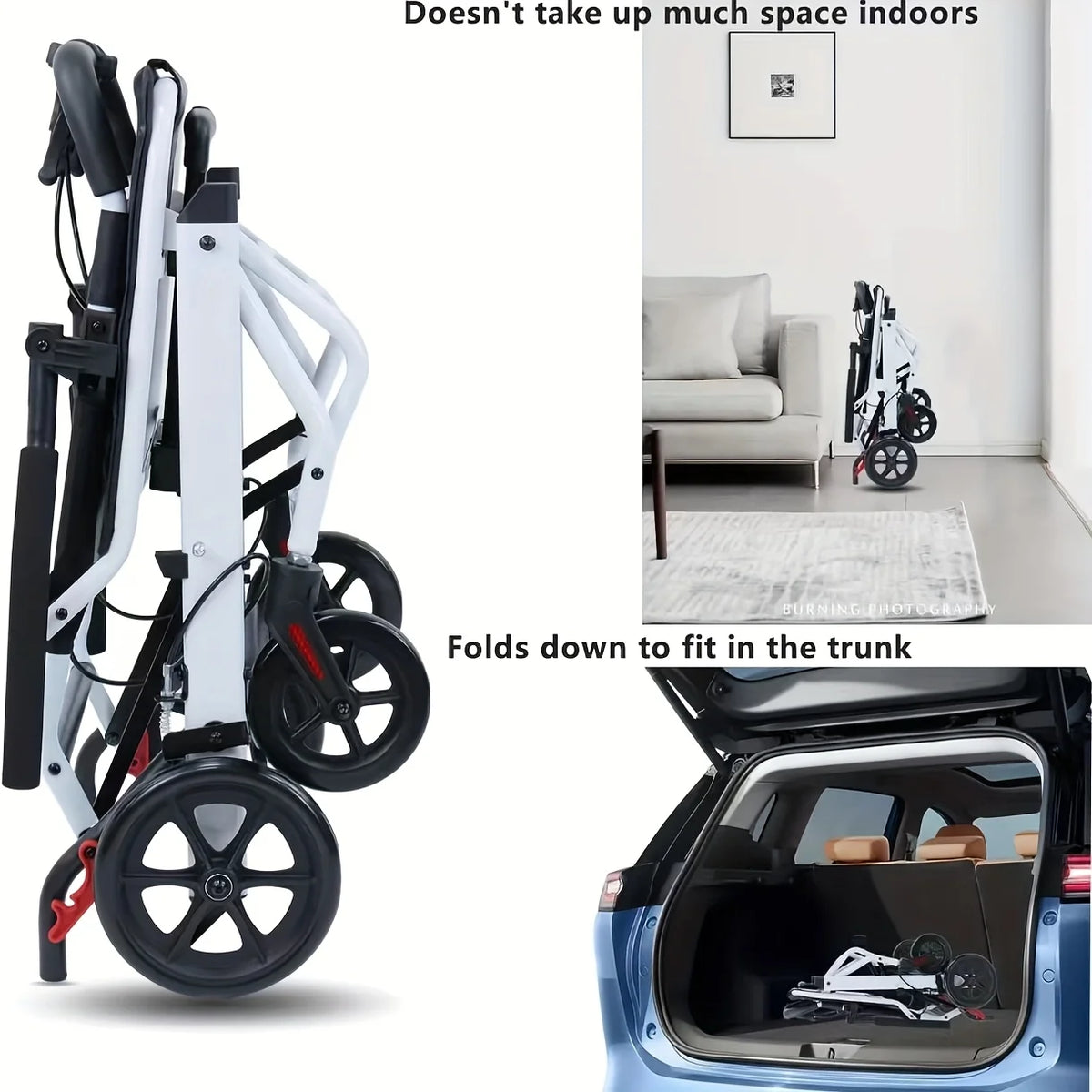 CvitalelPersd Lightweight Portable Folding Transport Wheelchair