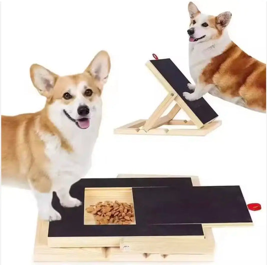 Durable Wooden Dog Nail Scratch Board with Treat Drawer Adjustable Nail Filing Pad for All Breeds Dog Nail Care Accessory