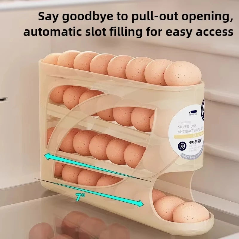 Automatic Rolling Egg Dispenser for Refrigerator and Countertop Storage