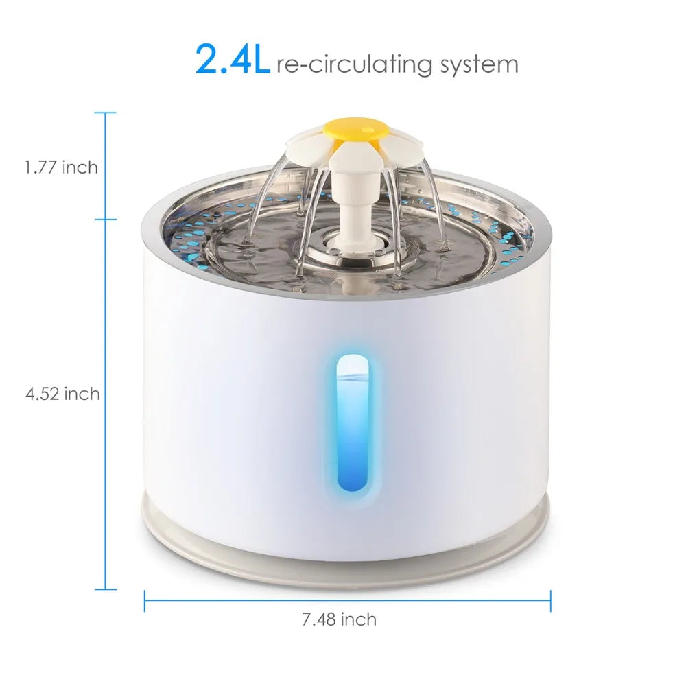 Jianyana Automatic Electric Mute Pet Water Fountain With LED Dispenser