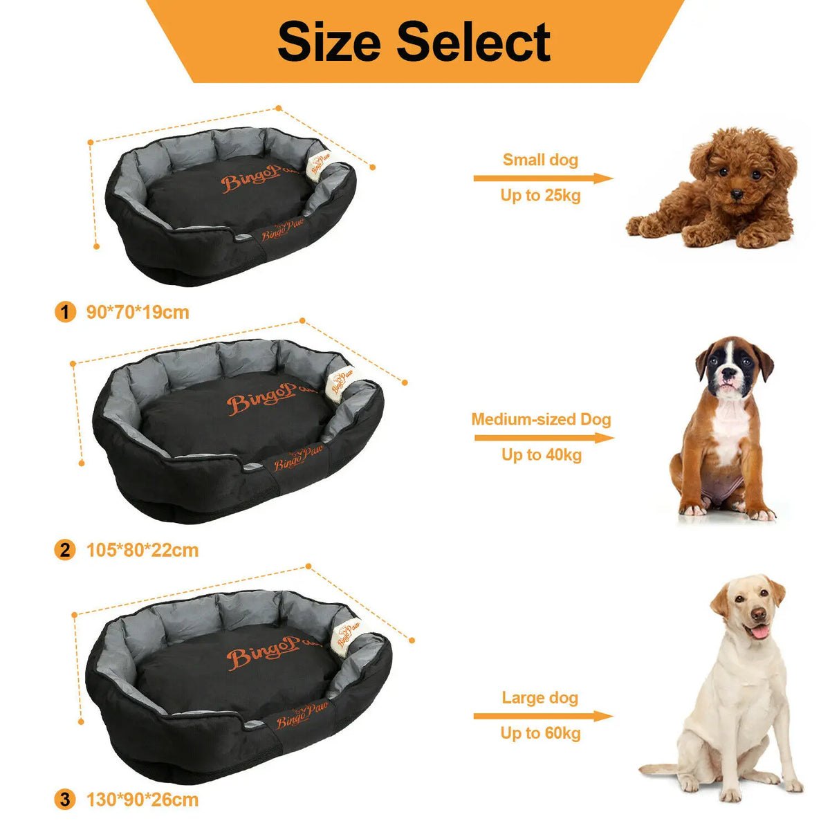 BINGOPAW Waterproof Orthopedic Dog Bed With Washable Cover
