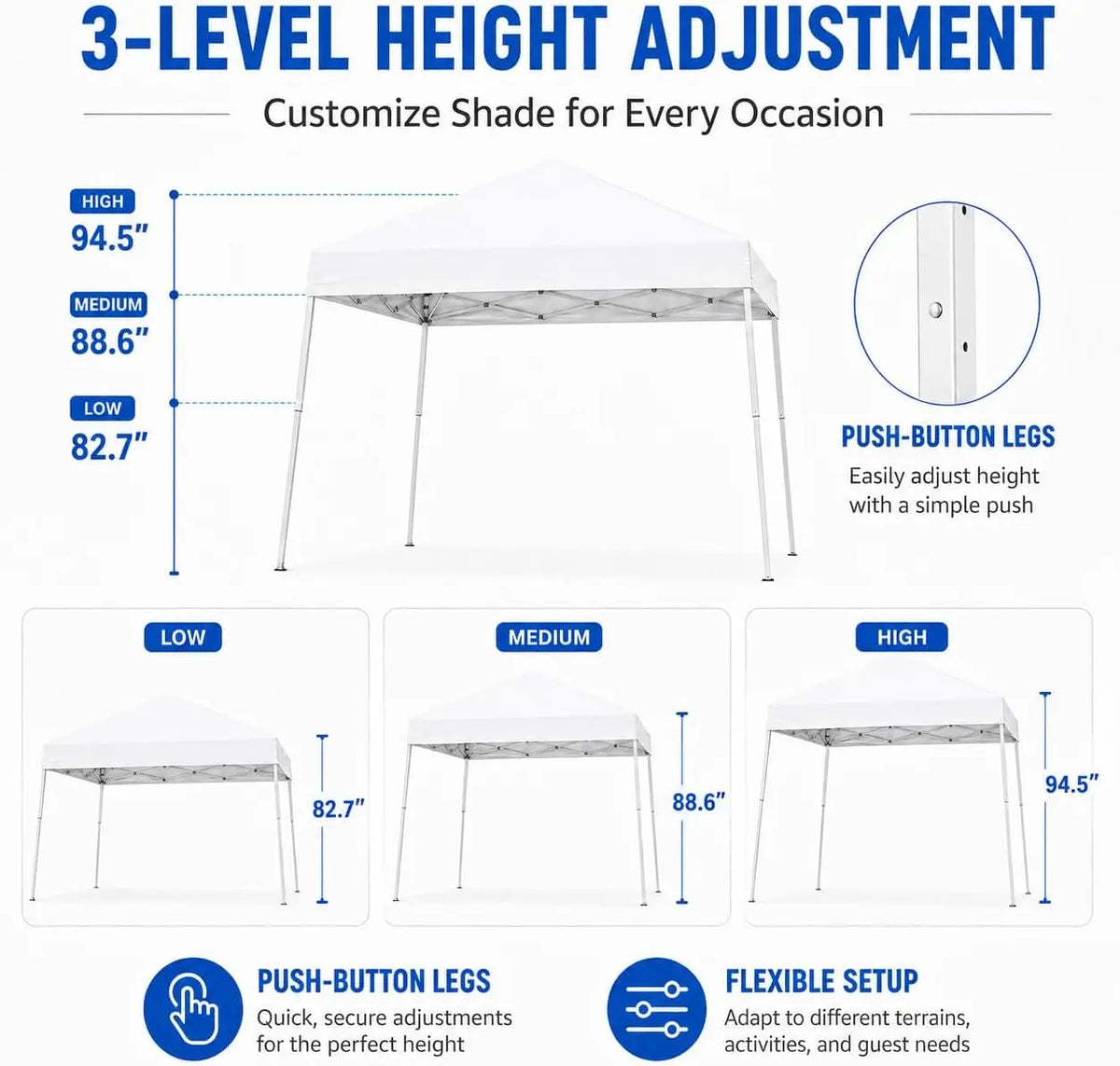 Tacleekii Instant Pop Up Canopy Tent With Heavy Steel Frame