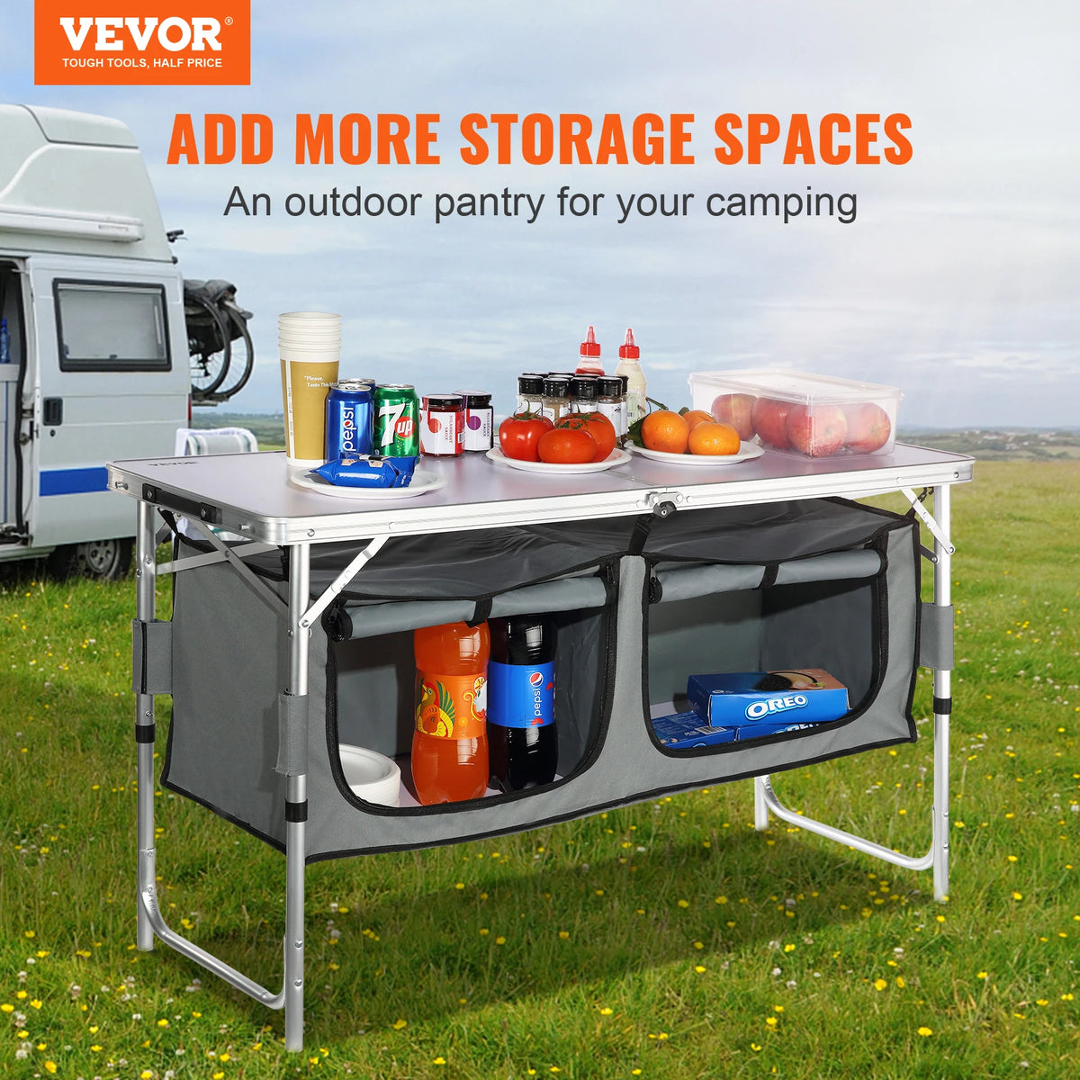 Vevor Folding Mdf Camping Kitchen Table For Outdoor Picnic