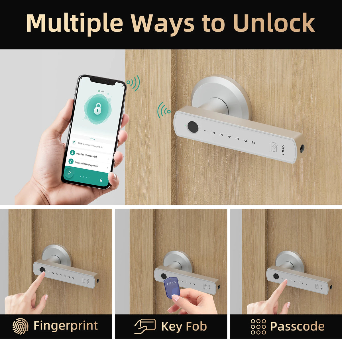 Viladepot Smart Lock With Fingerprint And Bluetooth App Control