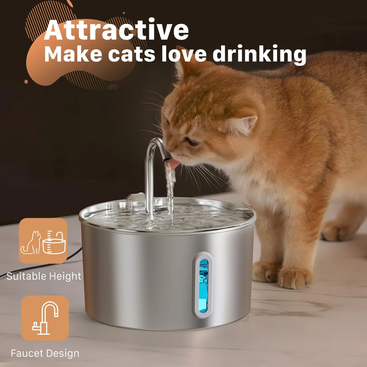 Weomg Automatic Stainless Steel Pet Water Fountain With Silent Pump