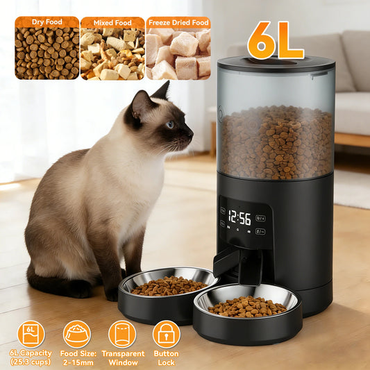 JHK Automatic Dual Bowl Pet Feeder With Programmable Timer