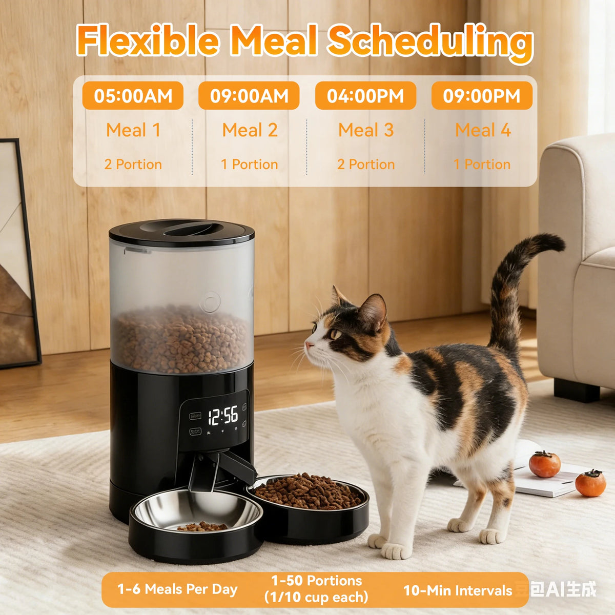 JHK Automatic Dual Bowl Pet Feeder With Programmable Timer