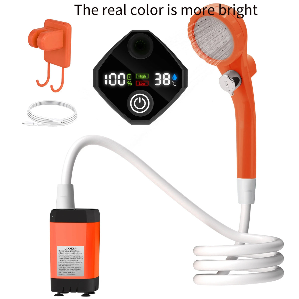 Lixada Portable Camping Shower Pump With Digital Display And Battery