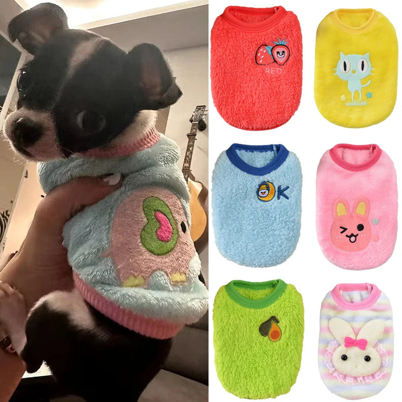 Cute Printed Dog Sweater Winter Warm Fleece Pet Pullover