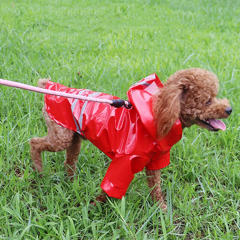 Waterproof Reflective Dog Raincoat With Hood For Outdoor Protection