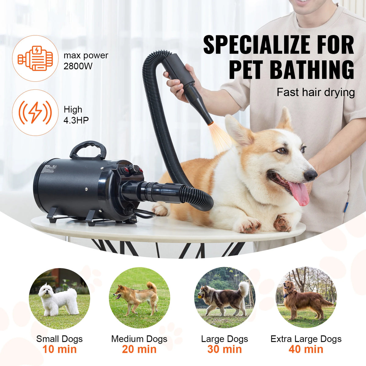 SucceBuy Professional Pet Grooming Dryer With Adjustable Speed Control