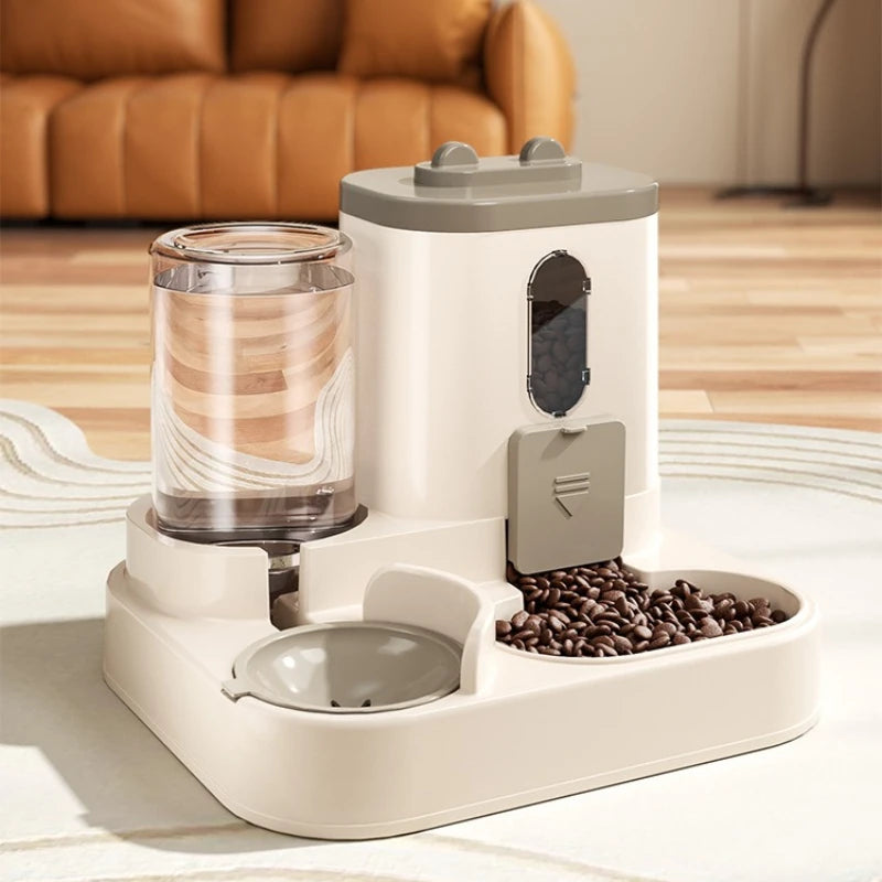 Automatic Plastic Pet Food Bowl With Water Fountain Spill Proof