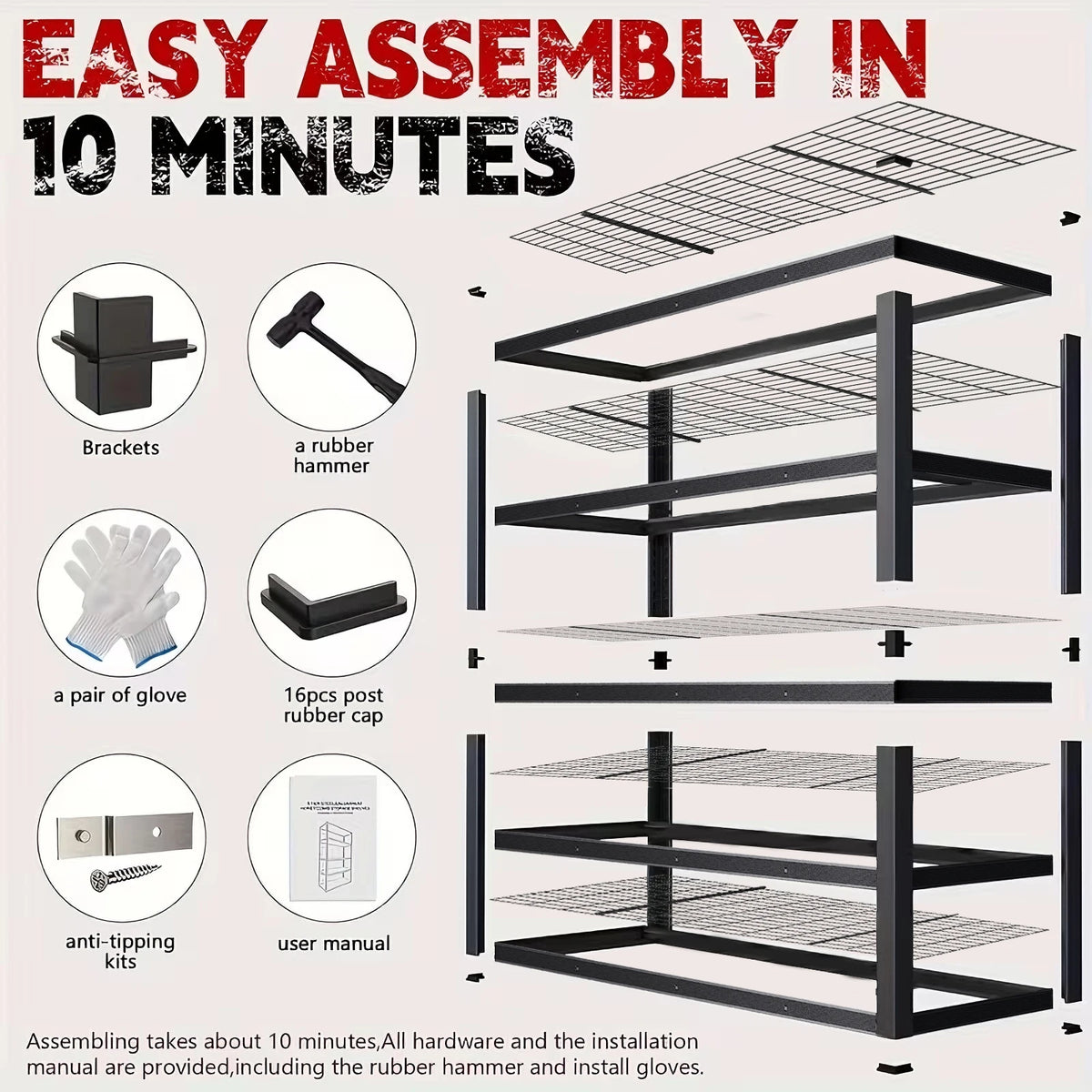 Heavy Duty Metal Storage Rack 2000 Pound Capacity Per Layer