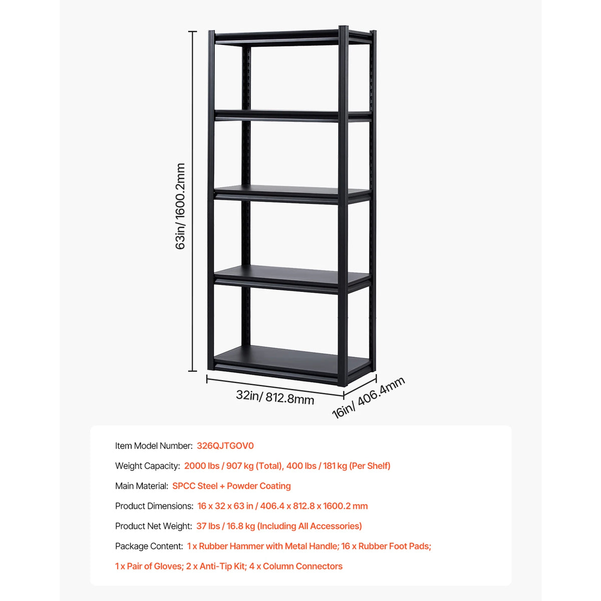 SucceBuy Adjustable Metal Storage Shelving Rack for Home or Garage