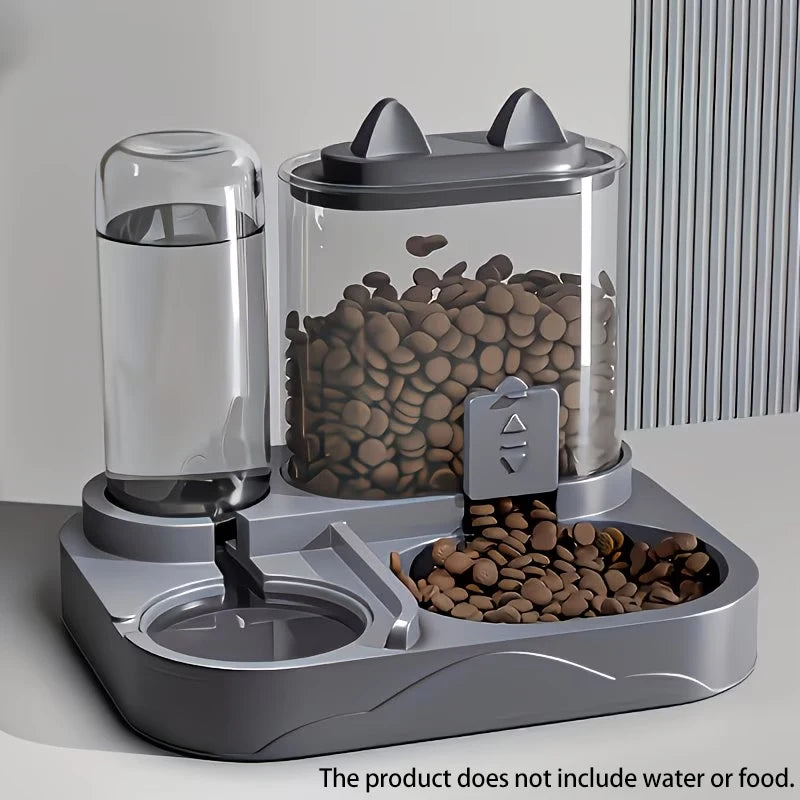 Transparent Plastic 2 In 1 Pet Feeder Water Dispenser Unit