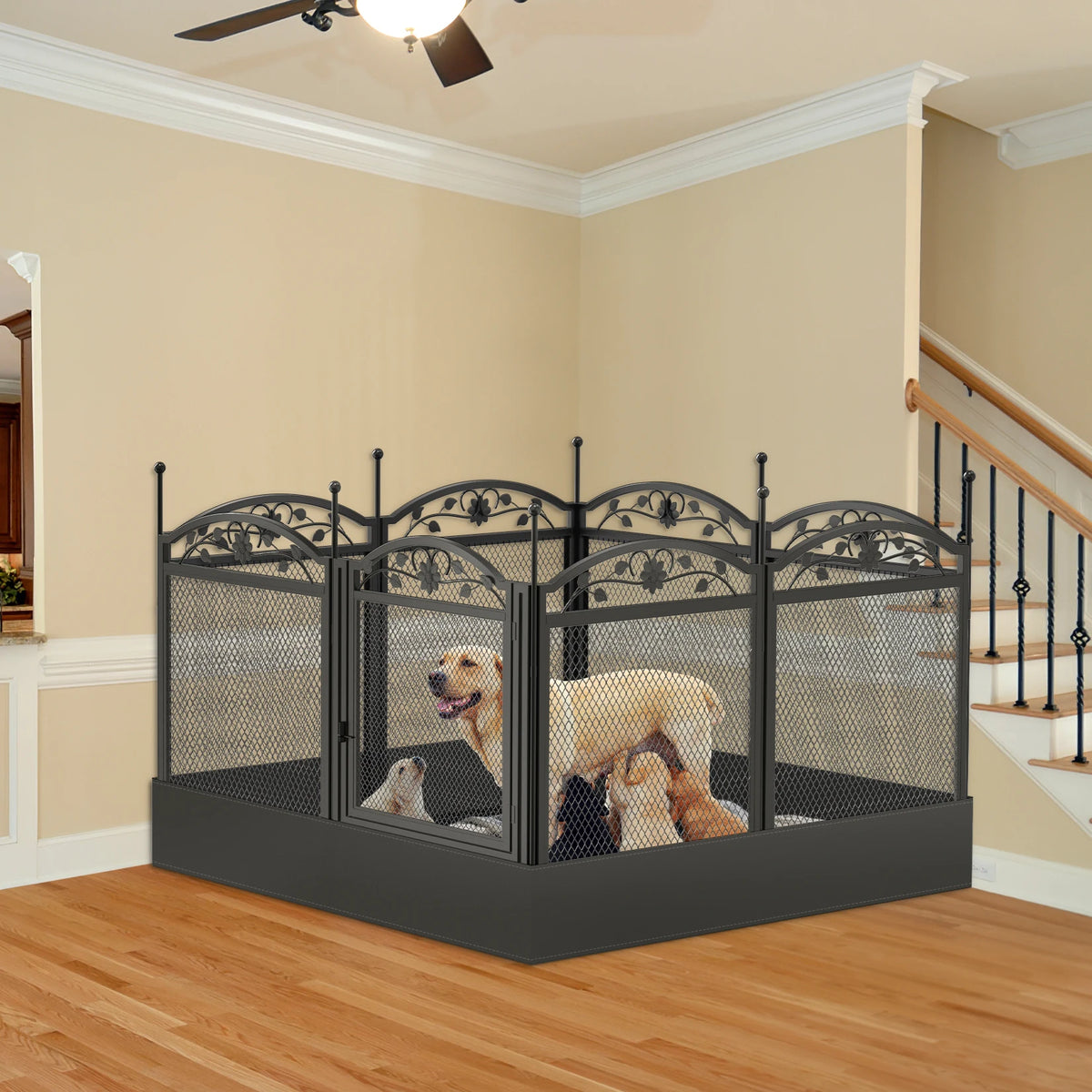 BINGOPAW Heavy Duty Metal Dog Playpen For Indoor Outdoor Training