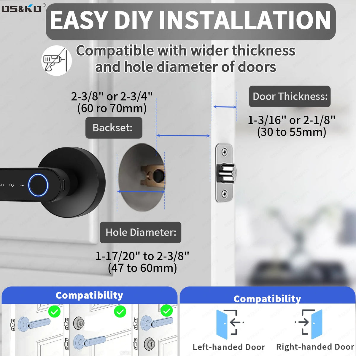 DSKDFTY Smart Lever Door Lock With Bluetooth Fingerprint Keyless Entry