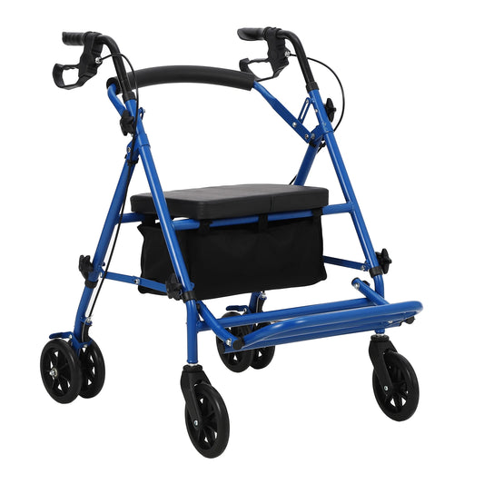 Foldable Aluminum Rollator Walker With Seat And Adjustable Height