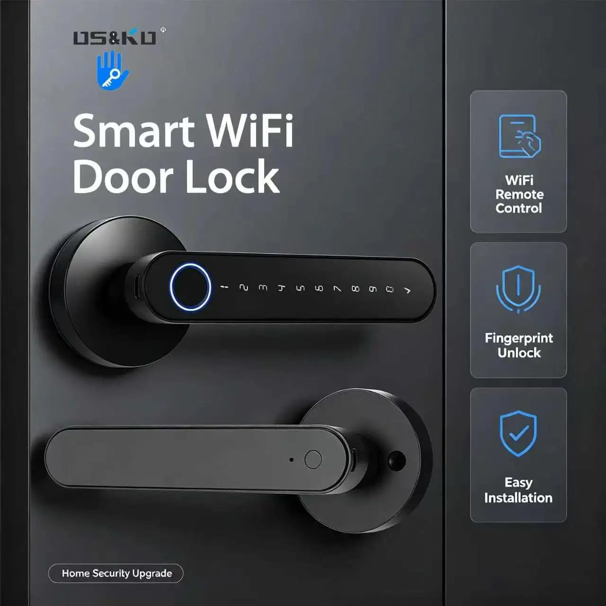 DSKDFTY Smart Lever Door Lock With Bluetooth Fingerprint Keyless Entry