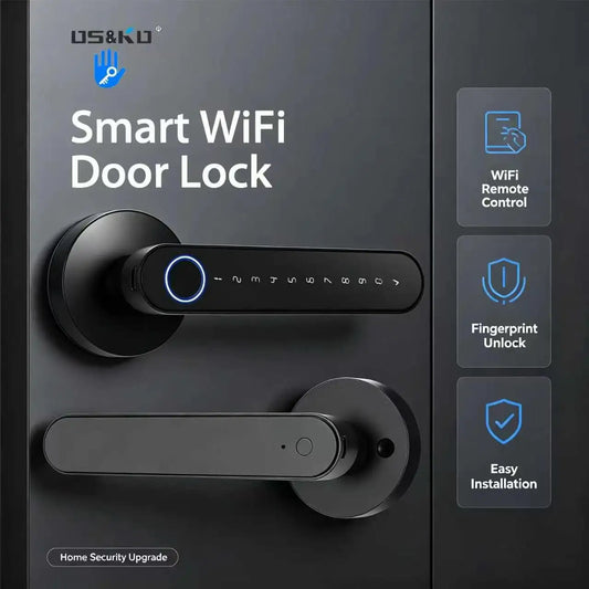 DSKDFTY Smart Lever Door Lock With Bluetooth Fingerprint Keyless Entry
