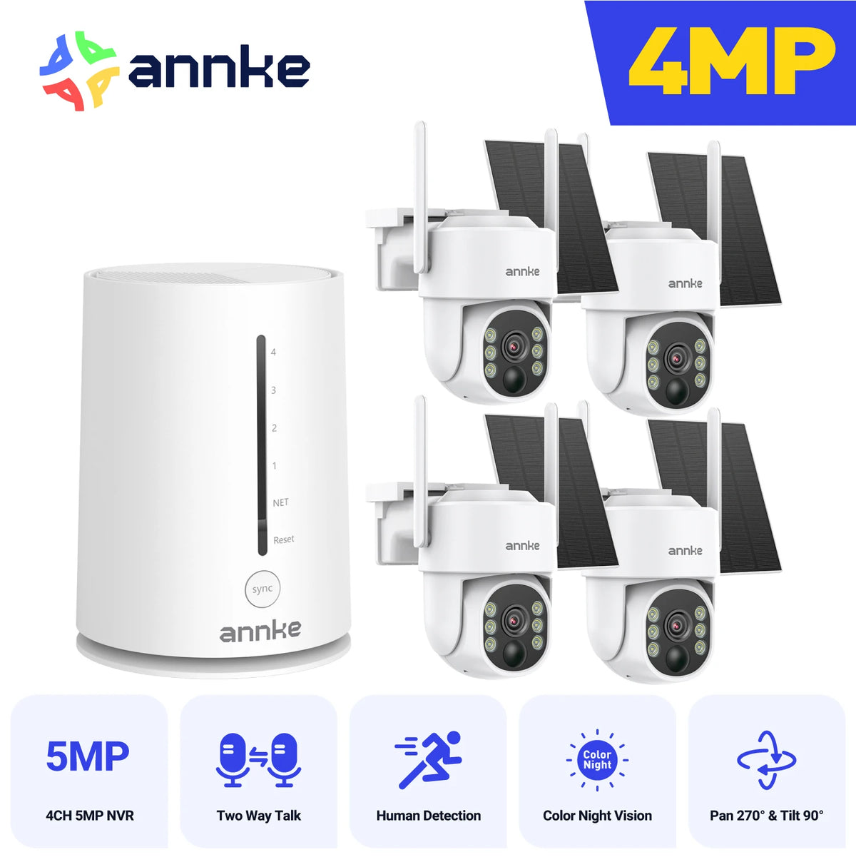Annke 4MP Wireless Security Camera Kit With Solar NVR