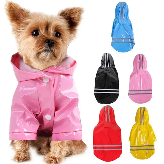 Waterproof Reflective Dog Raincoat With Hood For Outdoor Protection
