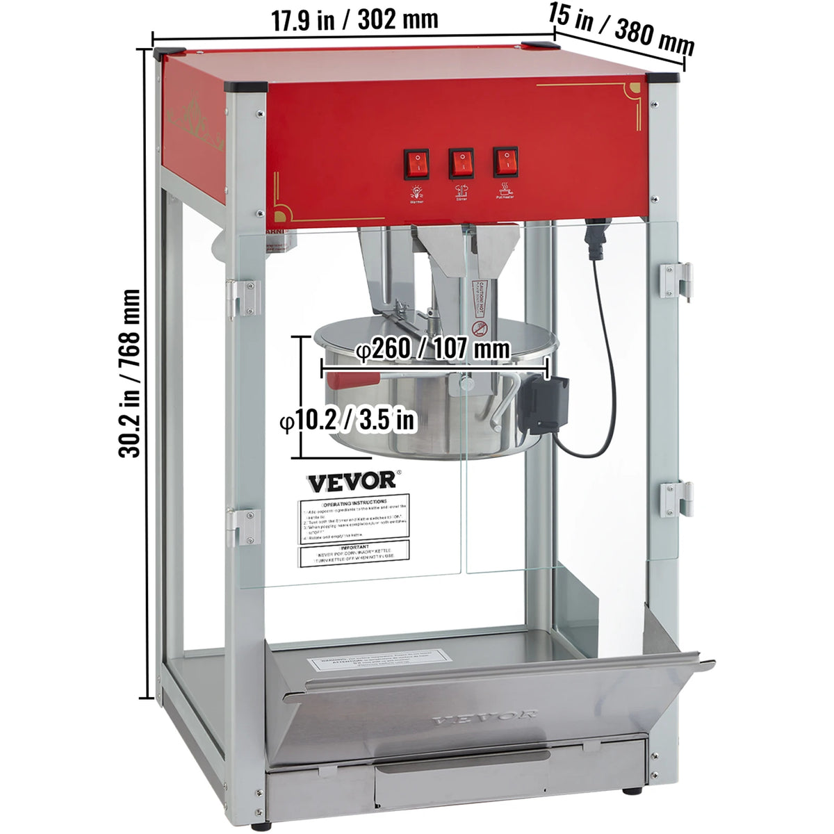 SucceBuy Commercial Electric Popcorn Maker With Stainless Steel Heating Kettle