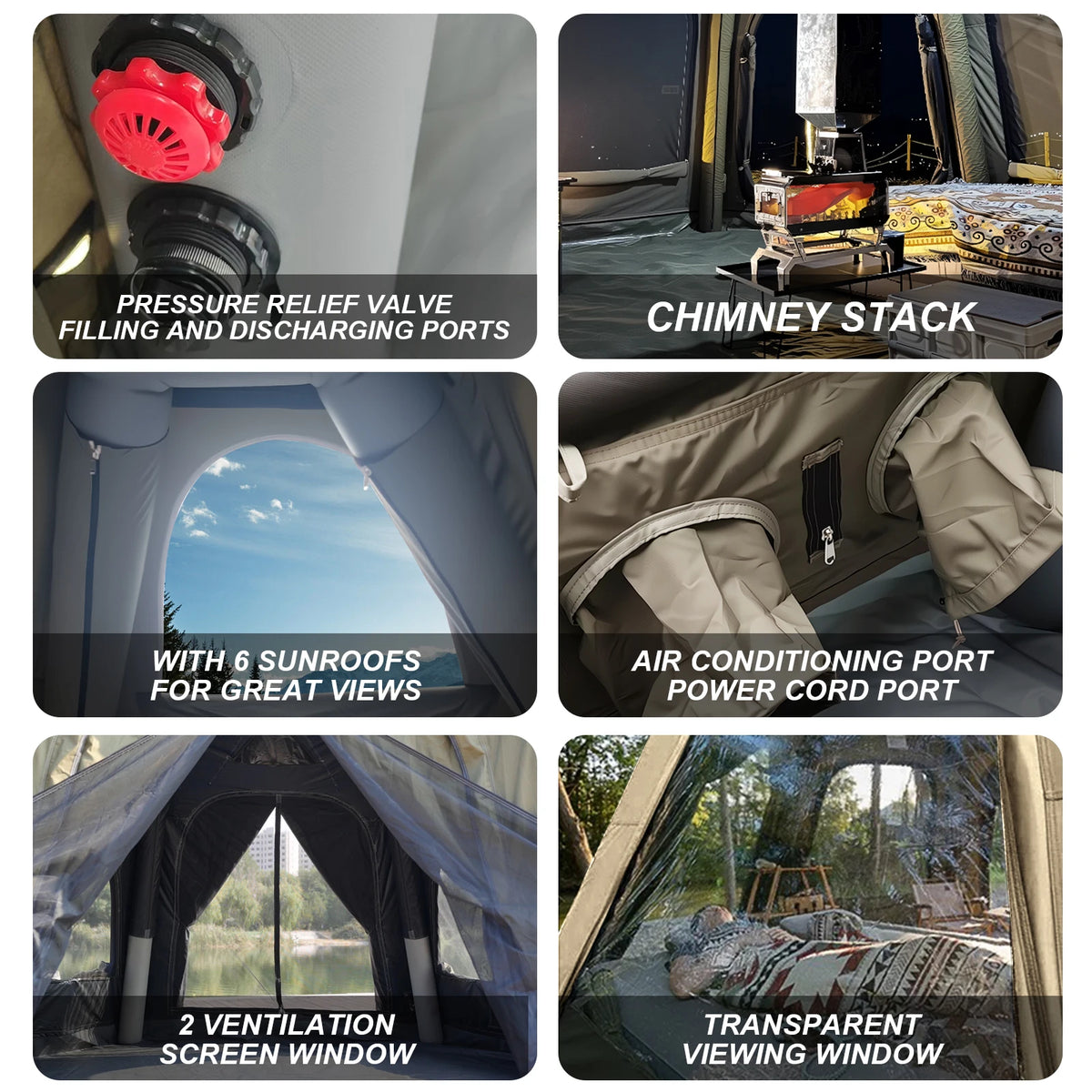 Senleeto Inflatable Glamping Dome Tent With Rainfly For Family