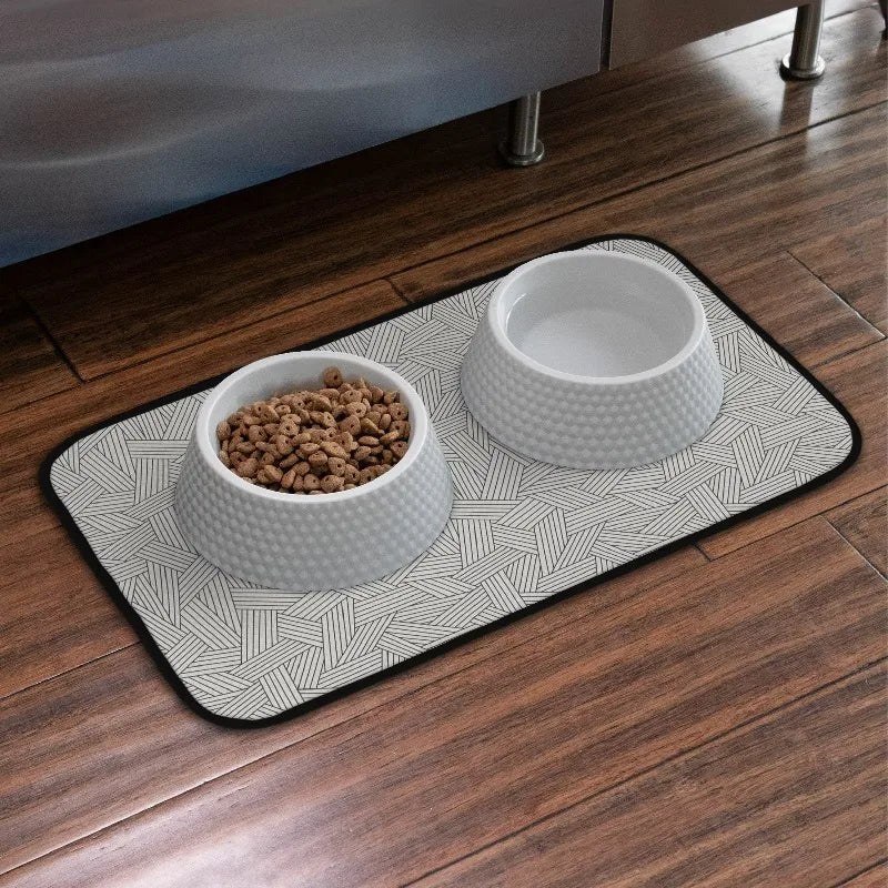 Pet Bowl Mat For Cleaner Floors With Cute Assorted Prints