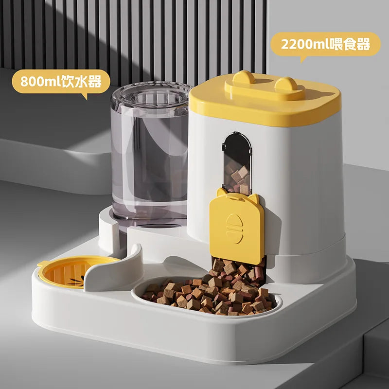 Automatic Plastic Pet Food Bowl With Water Fountain Spill Proof