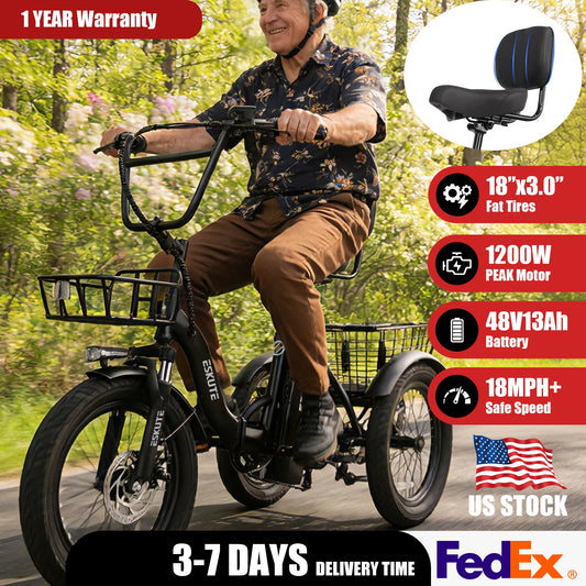 Eskute T300 Folding Electric Trike With Long Range Battery