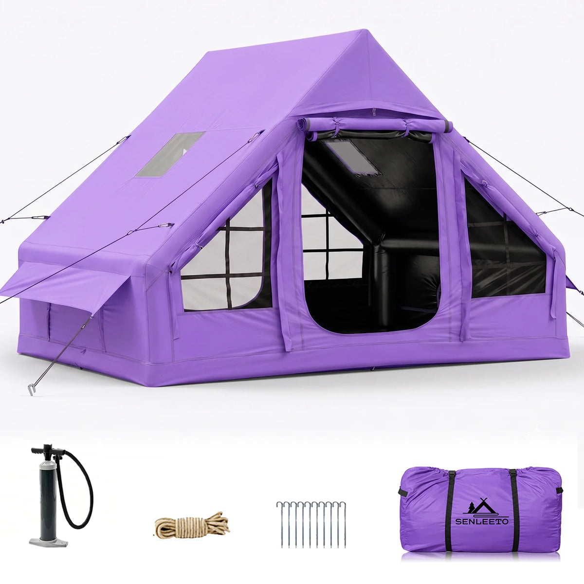 Senleeto Inflatable Camping Tent With Stove Jack Mesh Window