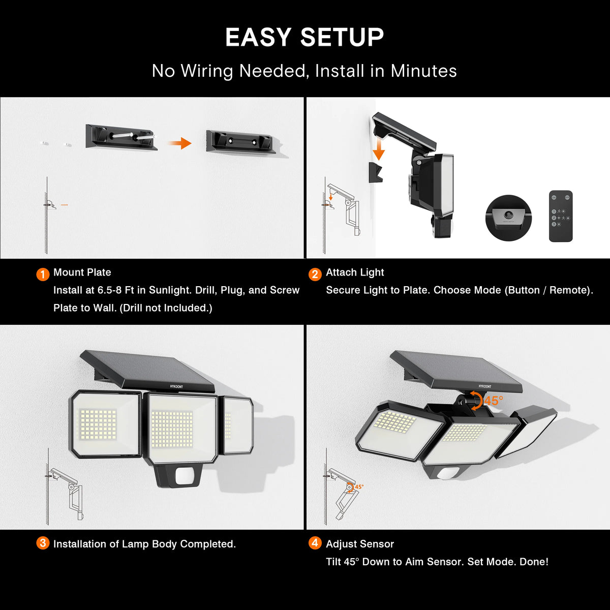 Solar Motion Sensor Security Light With 3000 Lumens Output