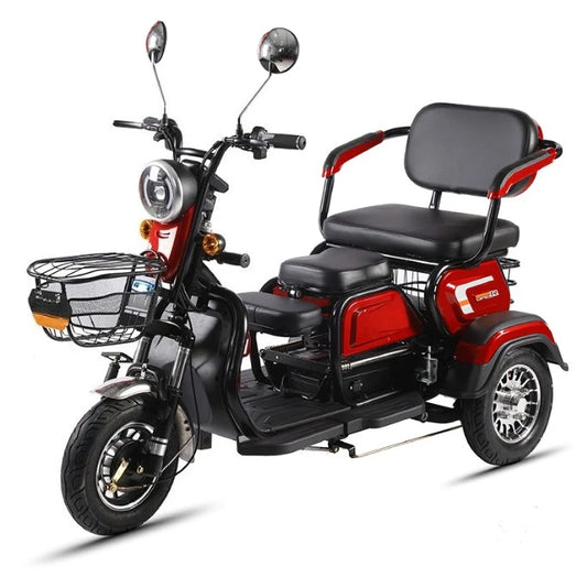 800W Electric Tricycle For Adults With Rear Passenger Seat