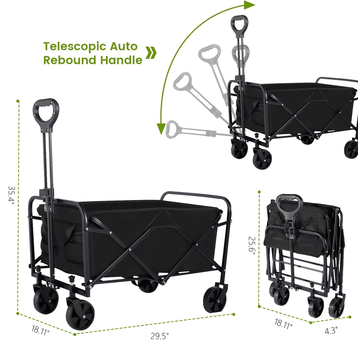 Foldable Steel Utility Wagon With All Terrain Wheels