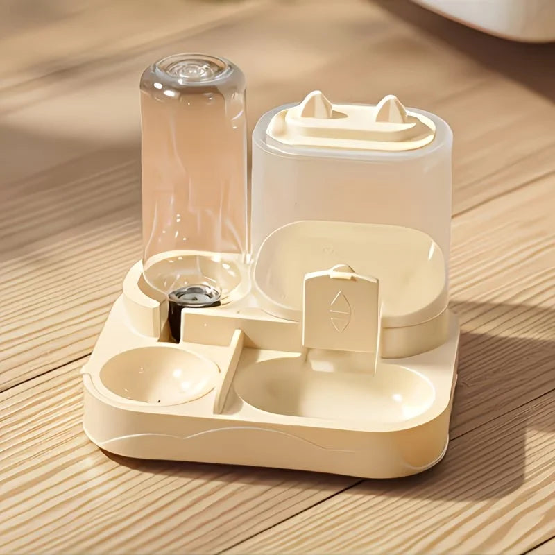 Transparent Plastic 2 In 1 Pet Feeder Water Dispenser Unit
