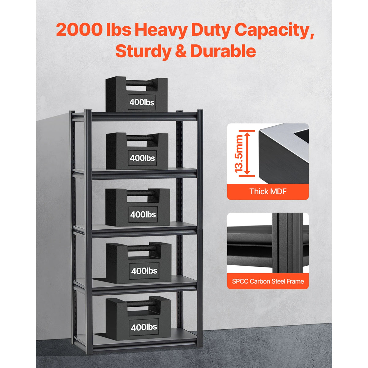 SucceBuy Adjustable Metal Storage Shelving Rack for Home or Garage