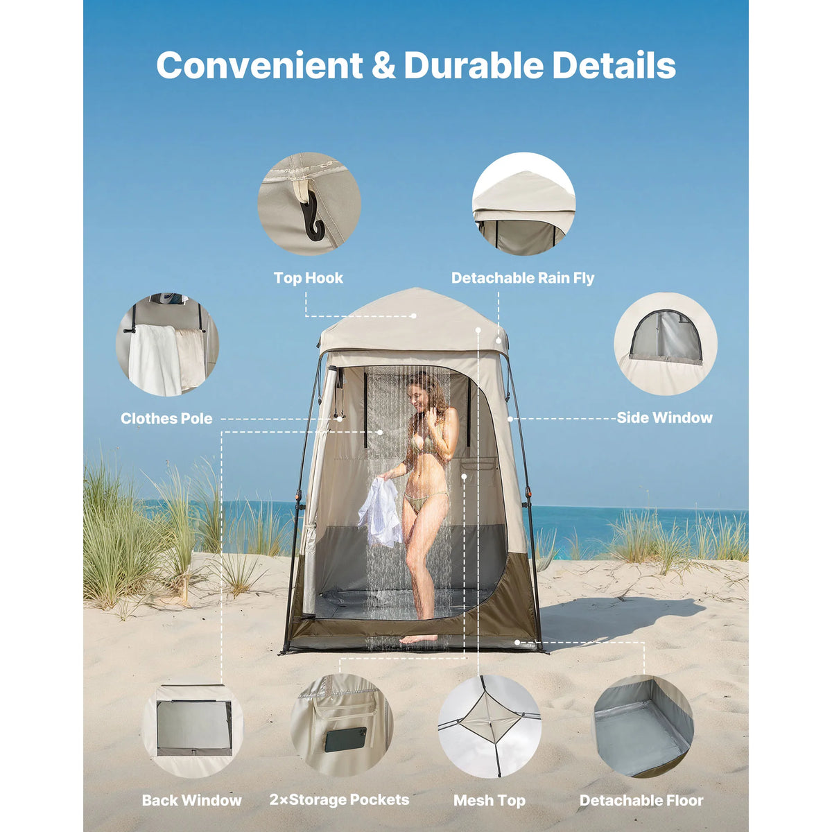 SucceBuy Foldable Camping Shower Tent Privacy Changing Room Carry Bag