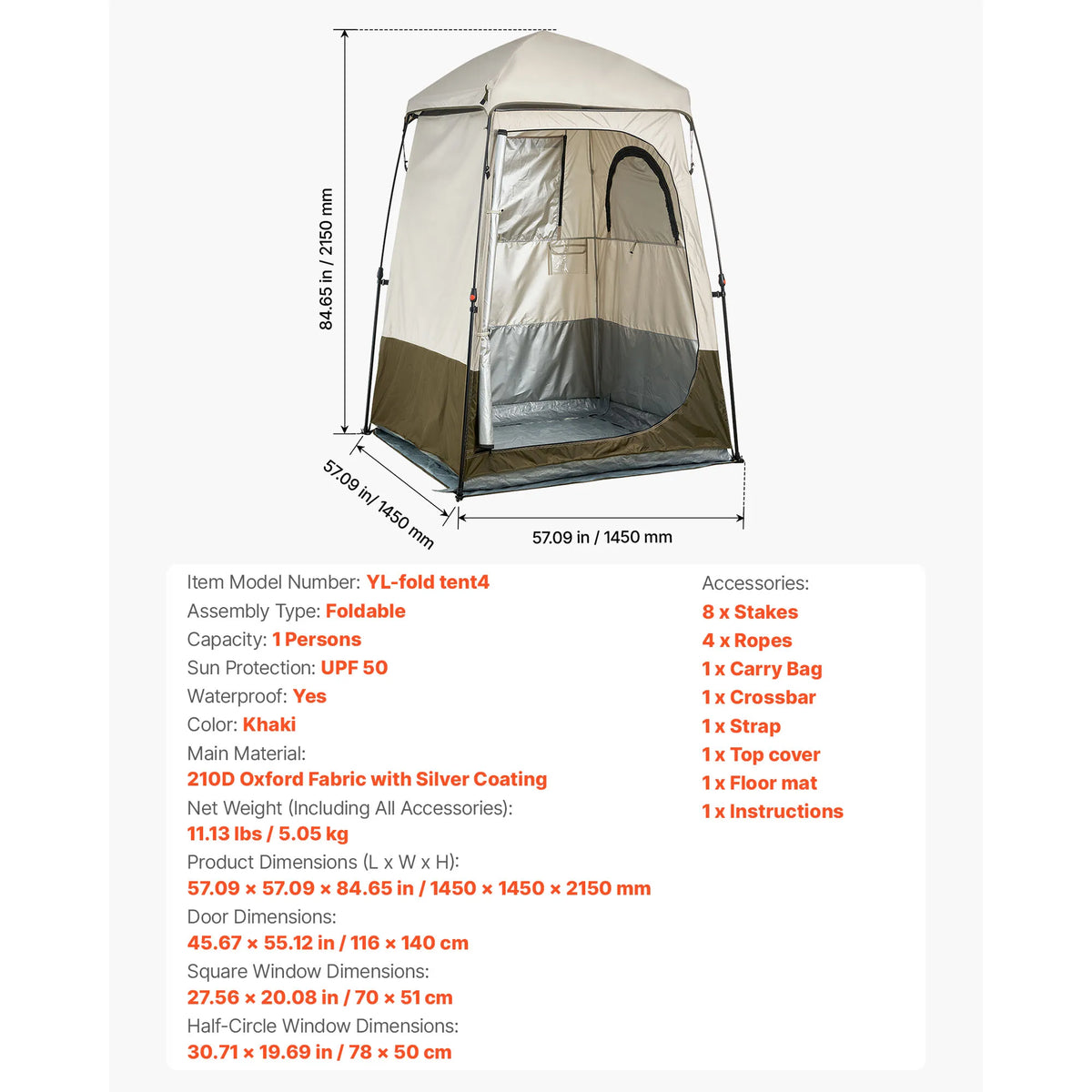 SucceBuy Foldable Camping Shower Tent Privacy Changing Room Carry Bag